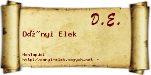 Dányi Elek névjegykártya